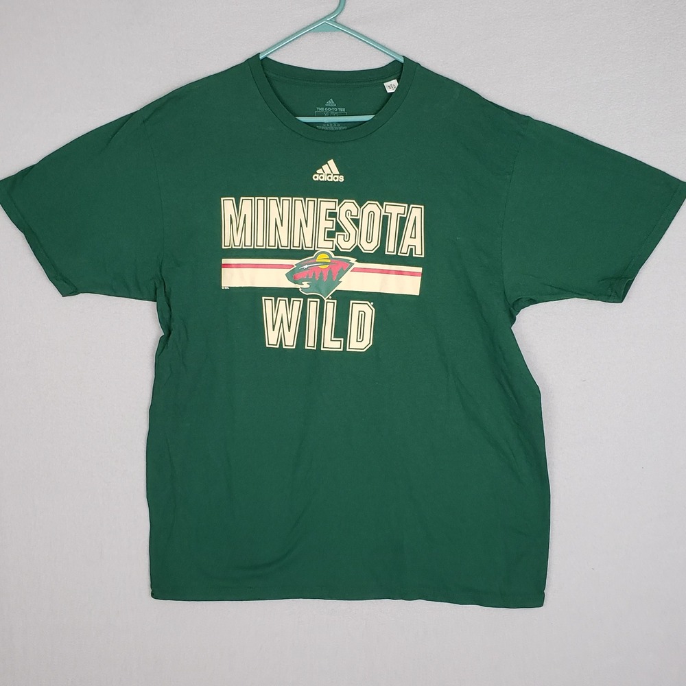 Adidas To Go Tee Shirt Minnesota Wild Green NHL Ice Hockey Game Day Mens Size XL